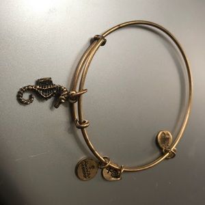 Alex and Ani Seahorse Charm Gold Bangle Bracelet